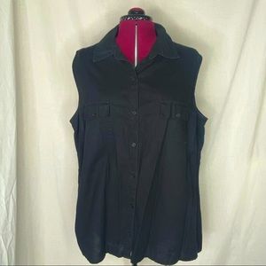 Sonoma Plus Size Button Down Black Sleeveless Top Size 2X